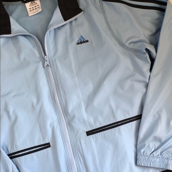 Adidias size Large blue windbreaker zip front  W/ back vent & pockets - Picture 3 of 8